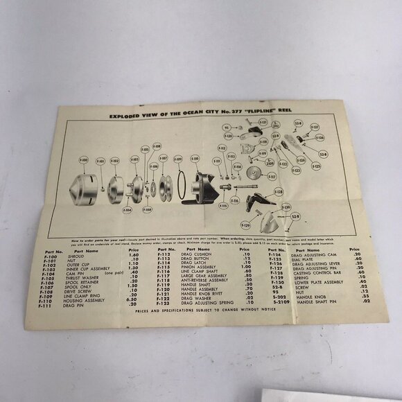 Vintage Ocean City’s Flipline 377 Fishing Reel Instructions Manual NO REEL - Picture 3 of 3
